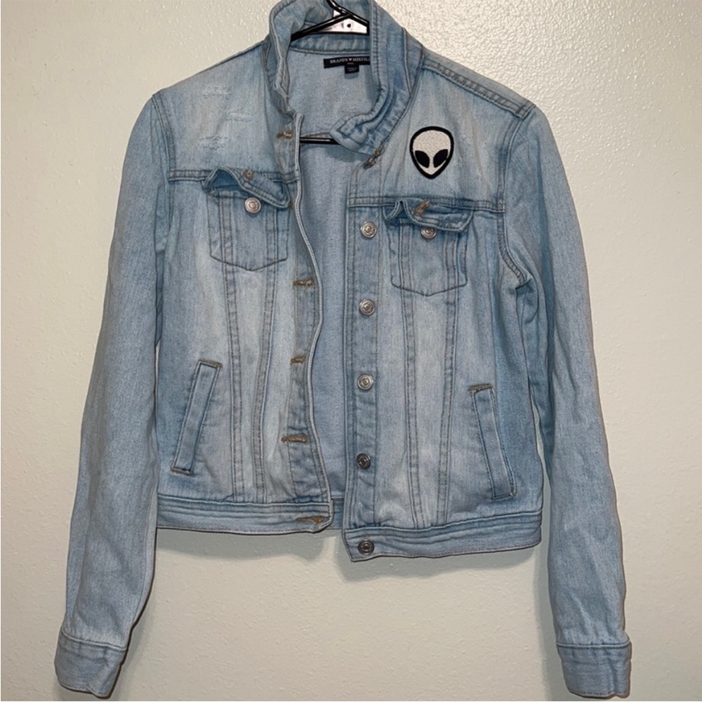 Brandy Melville Distress Denim Jacket w/
Alien Patch